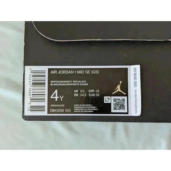 Nike Air Jordan 1 Mid SE GS Sz 4Y Ugly Sweater Red Black Christmas DM1208-150 - Picture 15 of 16